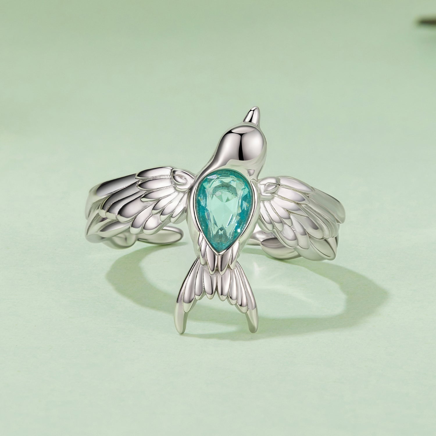 925 Sterling Silver Transparent Glass Ring for Women