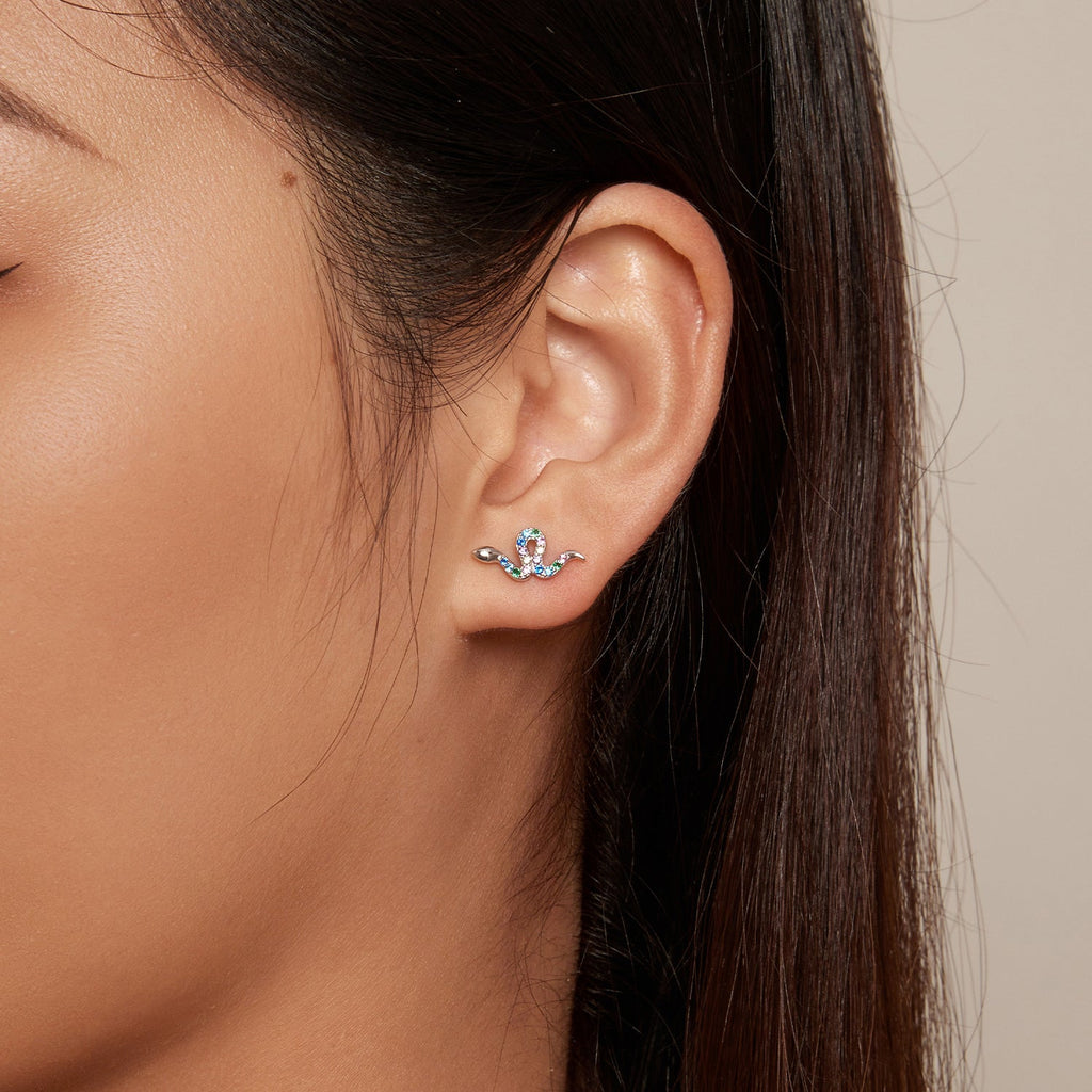 925 Sterling Silver Earrings with Pavé Setting CZ, 7x15mm, Plated Platinum for Women