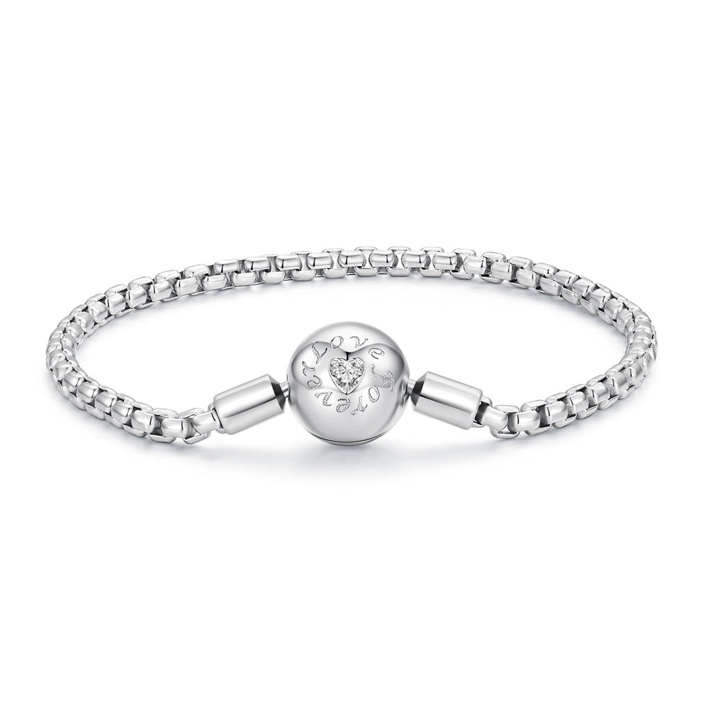 925 Sterling Silver Bracelet 19cm with CZ Stones for Women