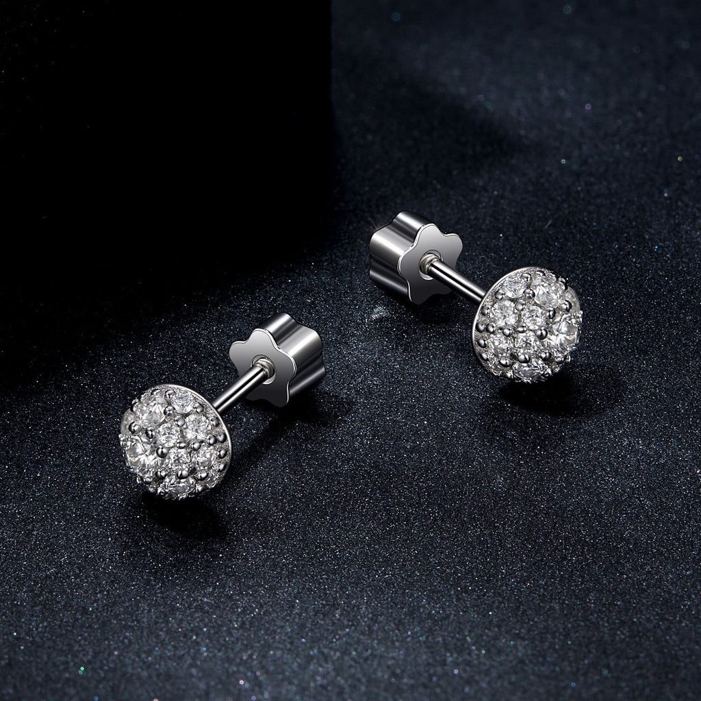 925 Sterling Silver White Gold Plated Moissanite Earrings Size 10mm for Women