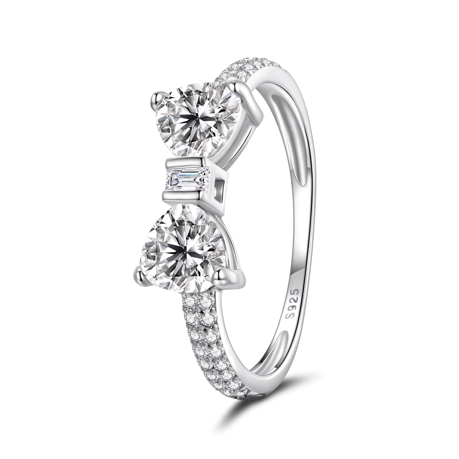 925 Sterling Silver White Gold Plated 1.2cm Pendant Ring Size 6 for Women