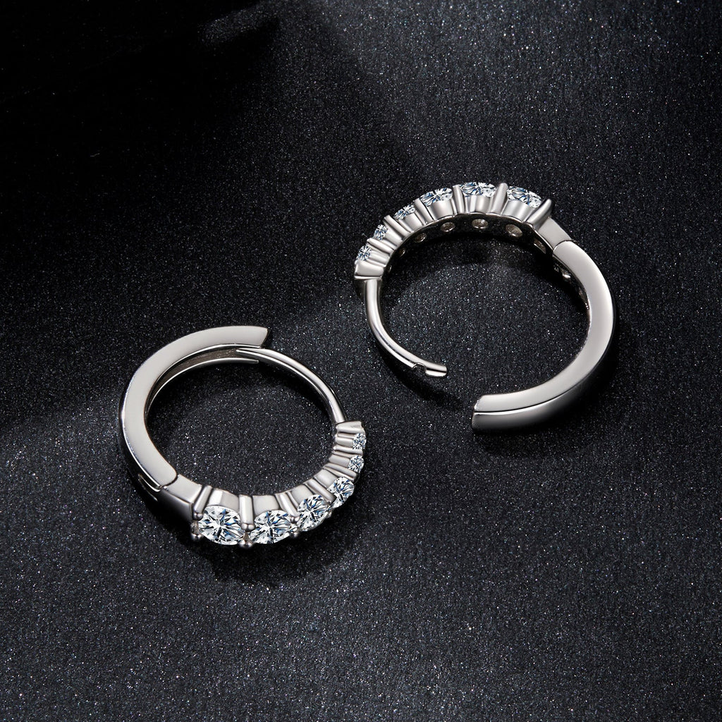 925 Sterling Silver Moissanite Necklace with White Gold Plating, 1.2cm for Women