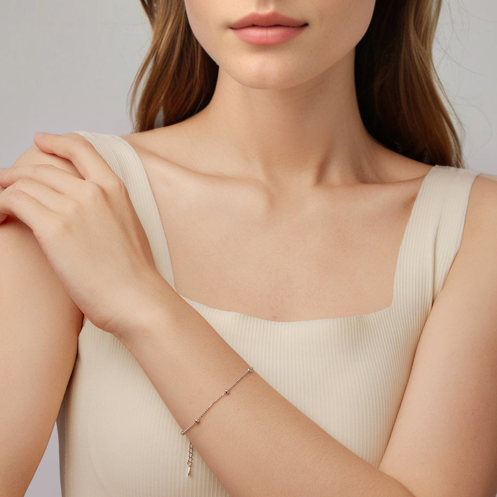 925 Sterling Silver & Plated White Gold Bracelet with Adjustable Length