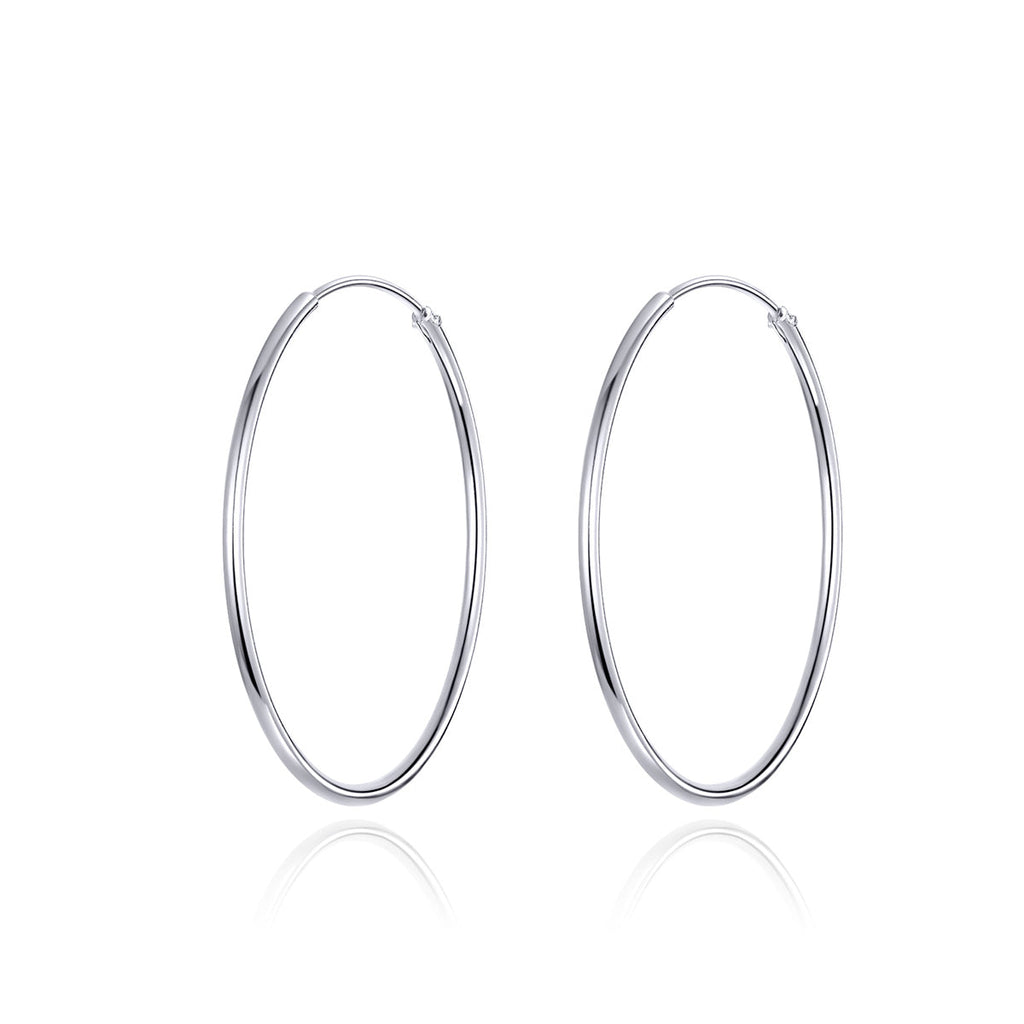925 Sterling Silver Plated Platinum Earrings 3cm for Women