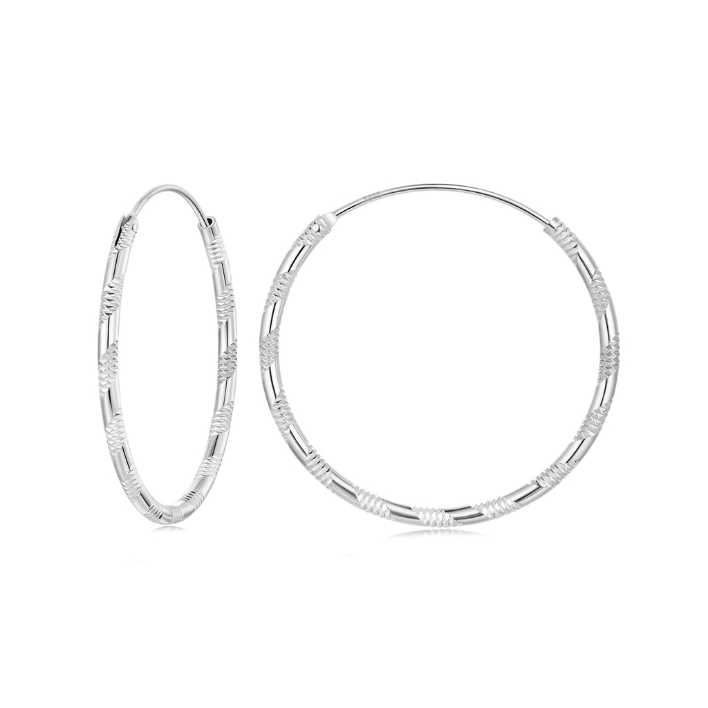 925 Sterling Silver Plated White Gold Earrings 3.0cm for Women