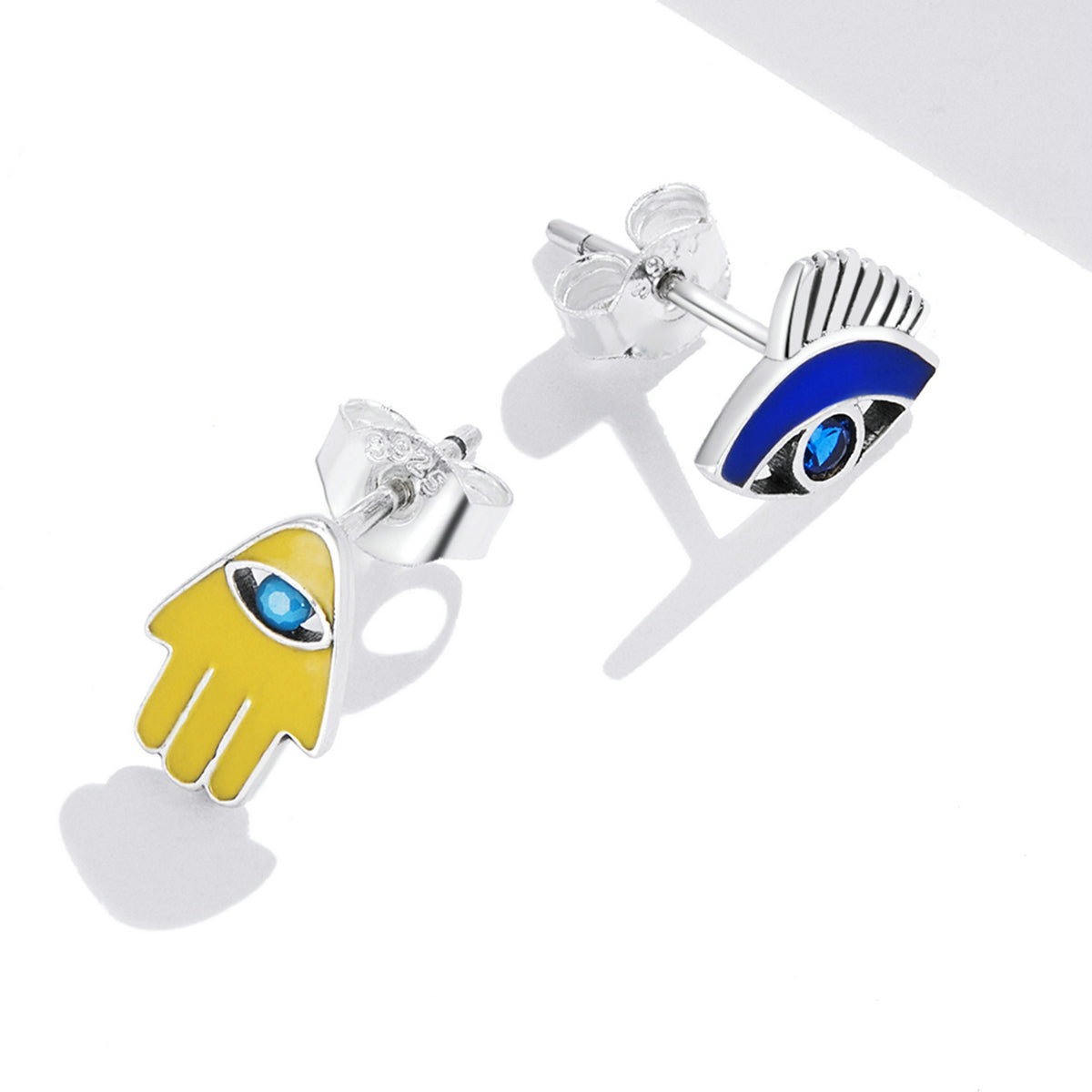 S925 Sterling Silver Enamel Pavé Set CZ Earrings