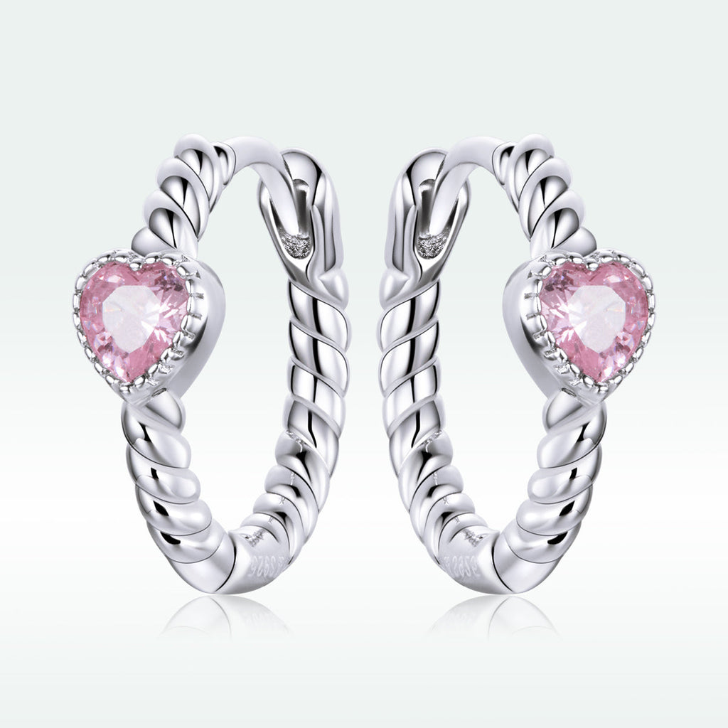925 Sterling Silver CZ Earrings with Pavé Setting 1.3cm for Women