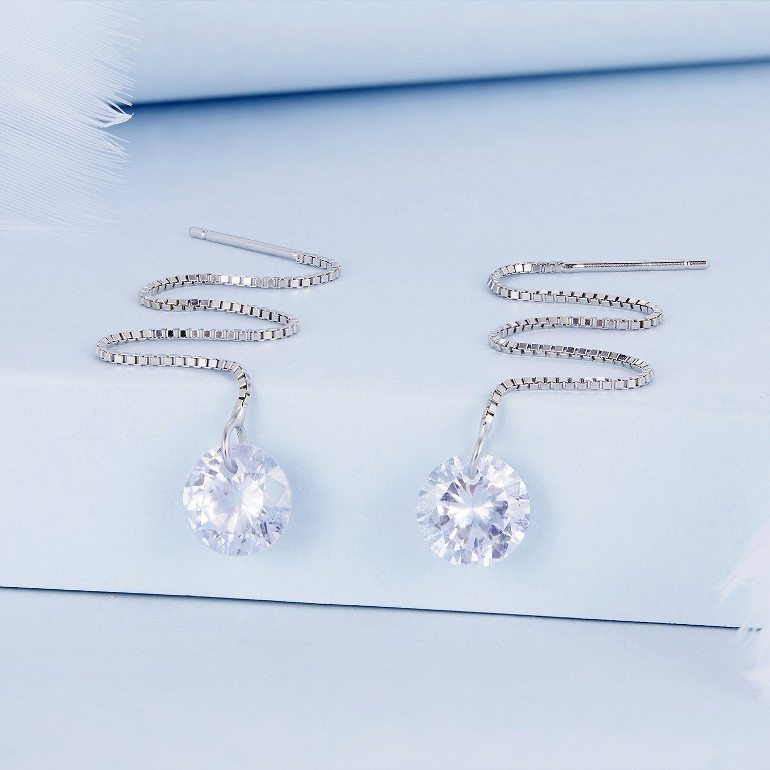 925 Sterling Silver Earrings with 0.8cm Main Stone and CZ for Women