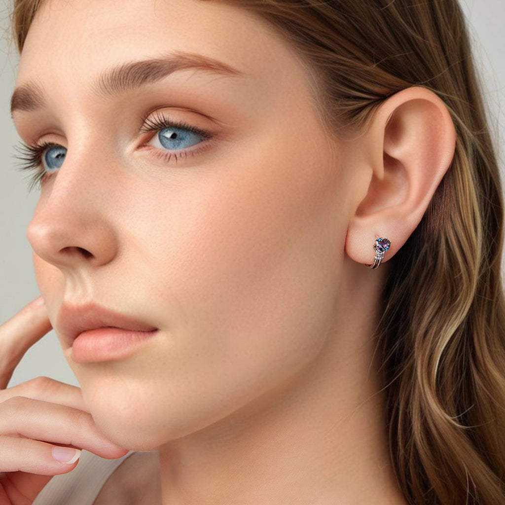 925 Sterling Silver Earrings with Transparent Glass for Women