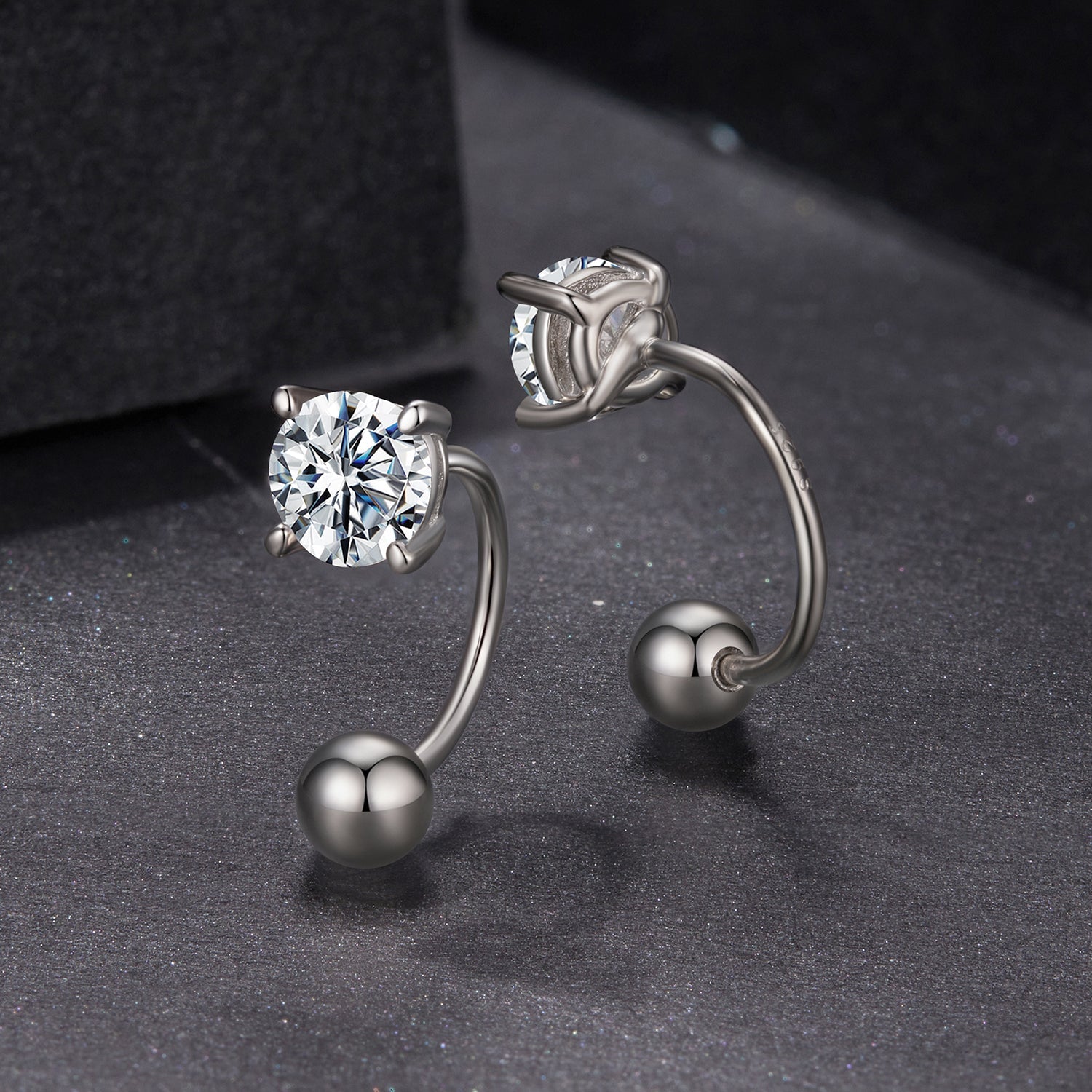 925 Sterling Silver Moissanite 0.1ct Earrings 1.3cm for Women
