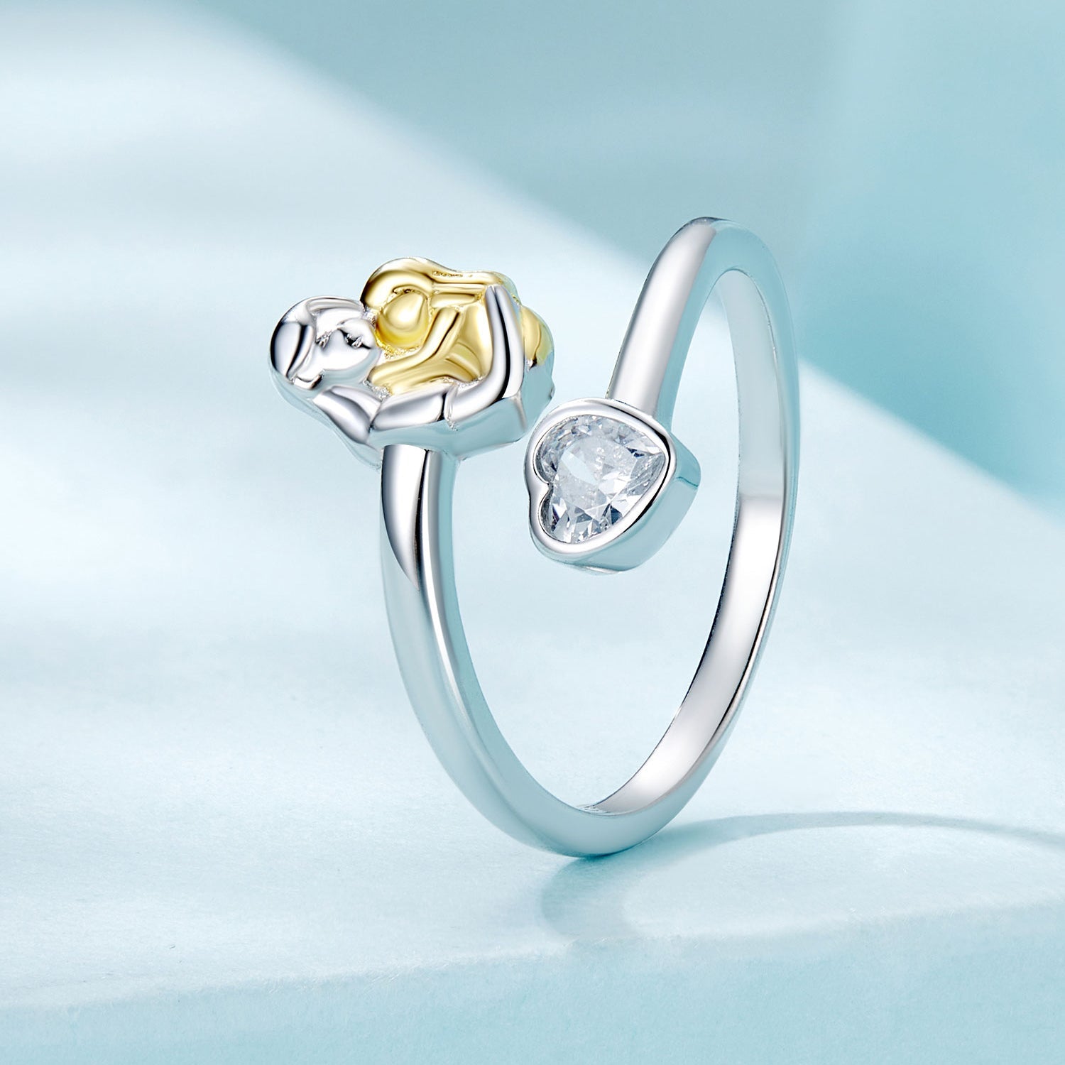 925 Sterling Silver White Gold Plated Ring with CZ - 3mm