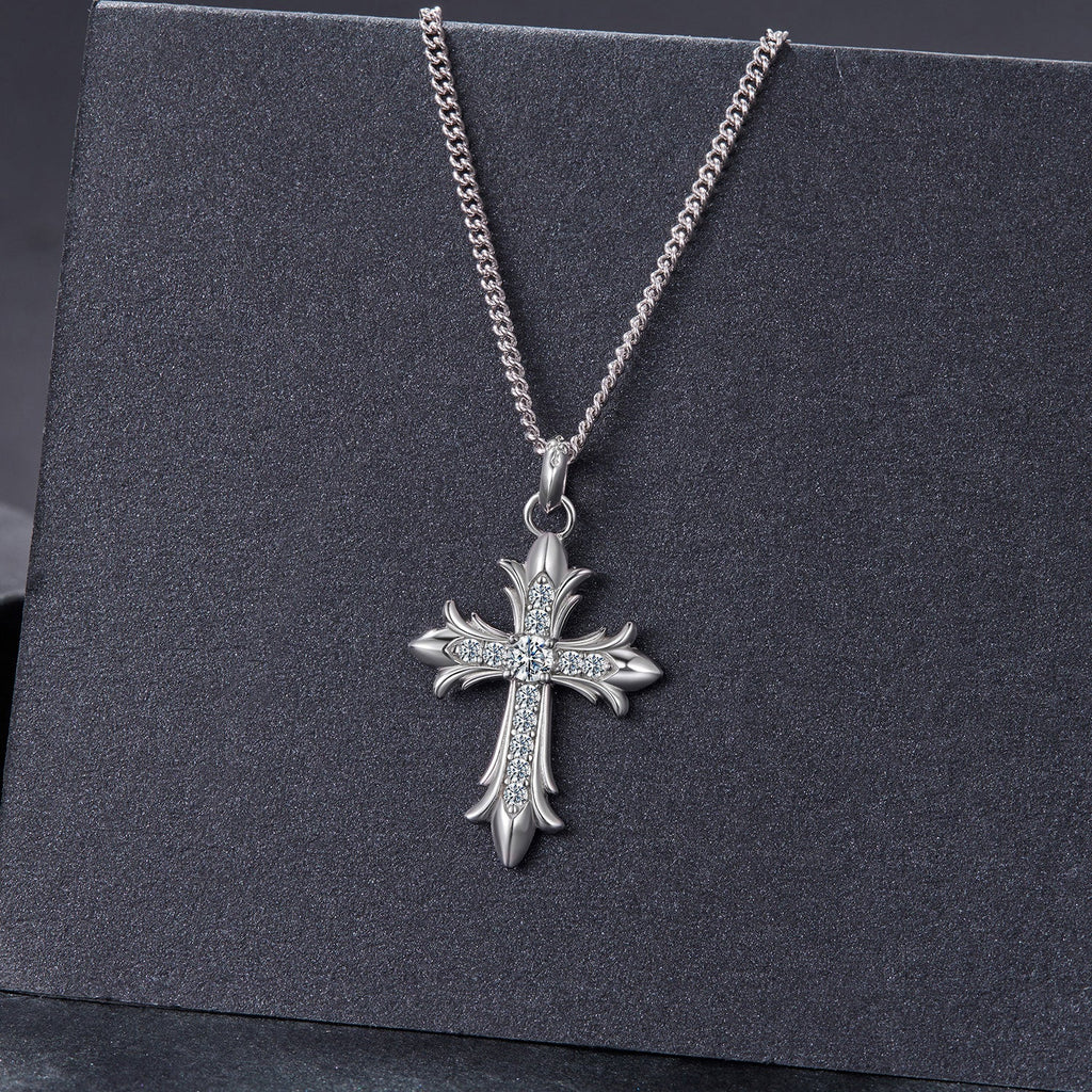 925 Sterling Silver Plated White Gold Moissanite Necklace 40+5cm for Women