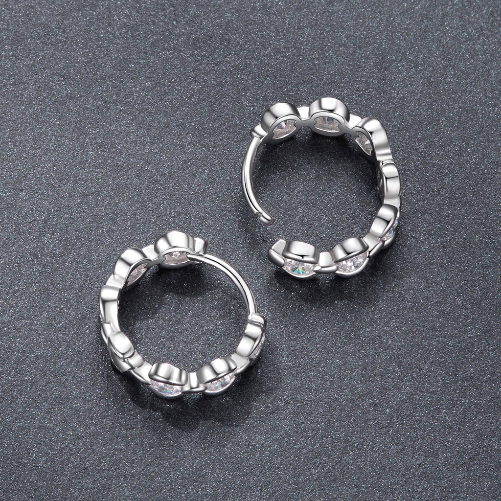 925 Sterling Silver 0.25 Carat Moissanite Hoop Earrings for Women