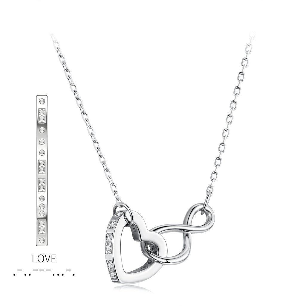 925 Sterling Silver Necklace with Pavé Setting CZ, 40+5cm, Plated White Gold, Women
