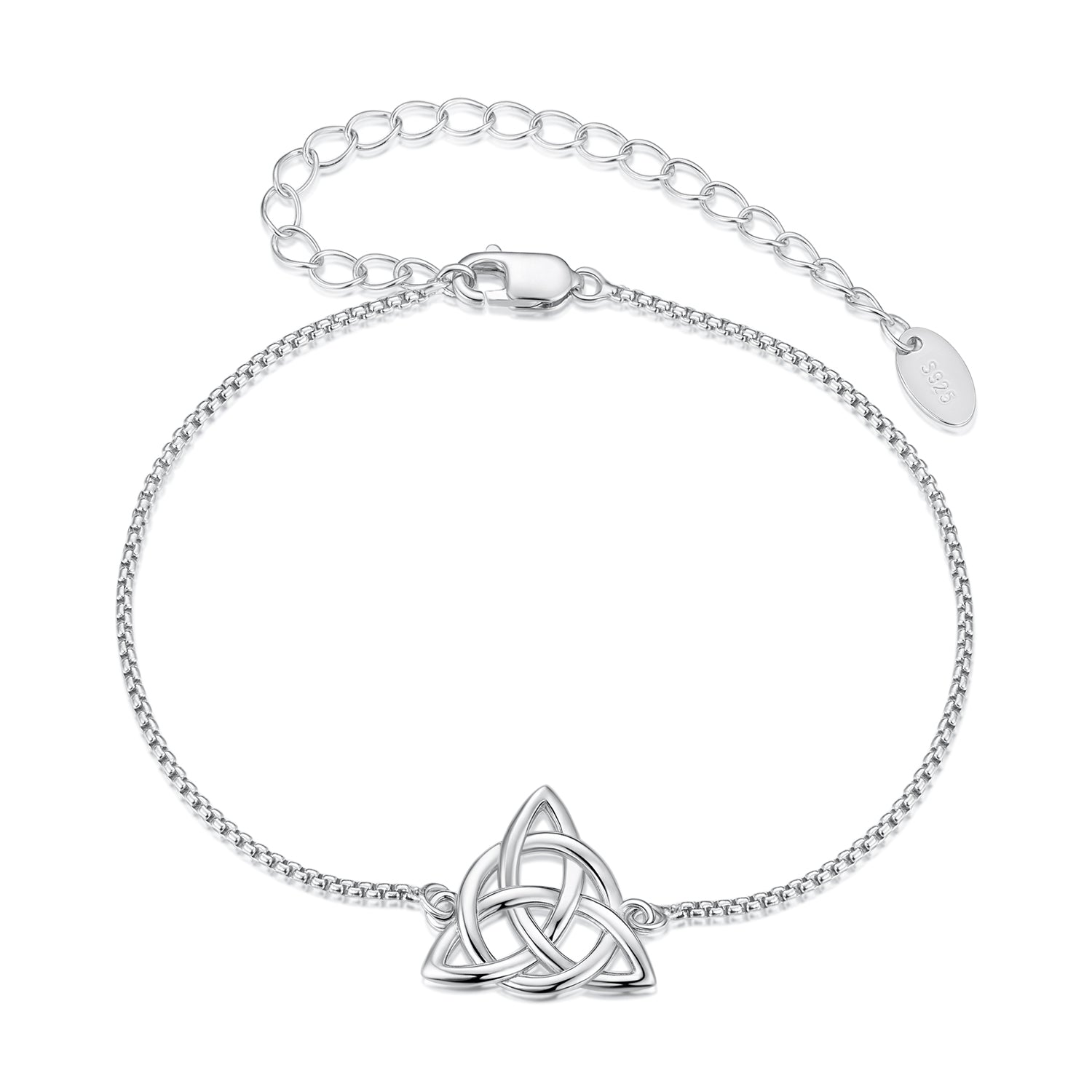 925 Sterling Silver White Gold Plated Bracelet with Length 15+6cm for Women