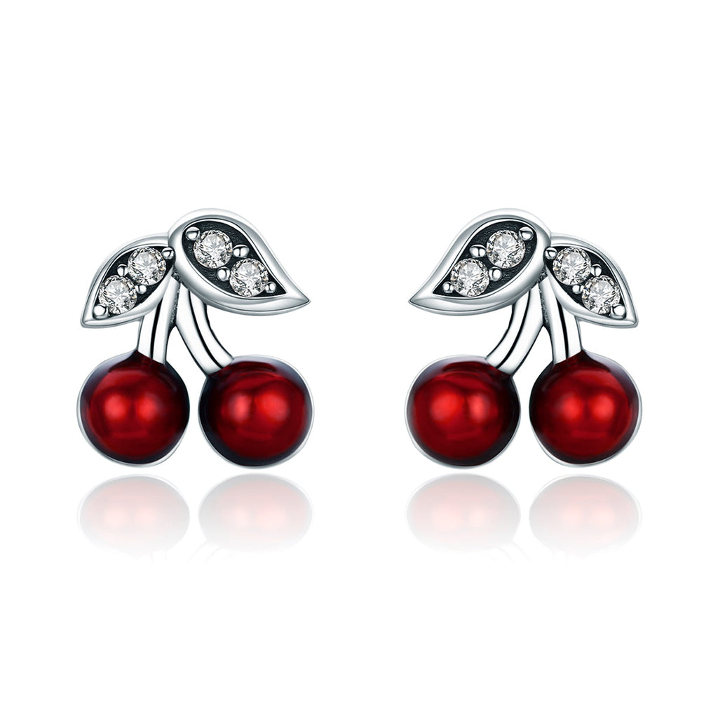 925 Sterling Silver Earrings with CZ & Enamel, 0.9x0.8cm, for Women