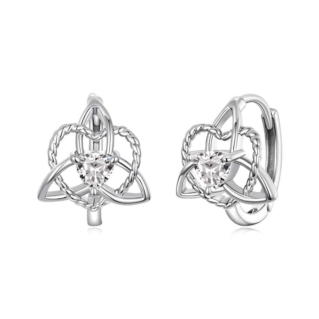 925 Sterling Silver White Gold Plated Pavé CZ 1.5x1.2cm Hoop Earrings for Women