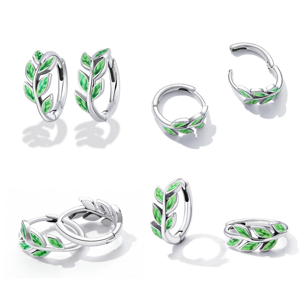 925 Sterling Silver Enamel Oxidized Silver Earrings for Women, 1.2*0.5cm