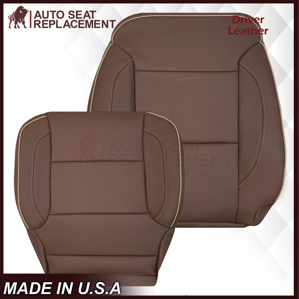 2014-2019 Chevy Silverado 1500 2500HD 3500HD High Country Replacement Perforated Genuine Leather OR Synthetic Leather Seat Covers: Brown