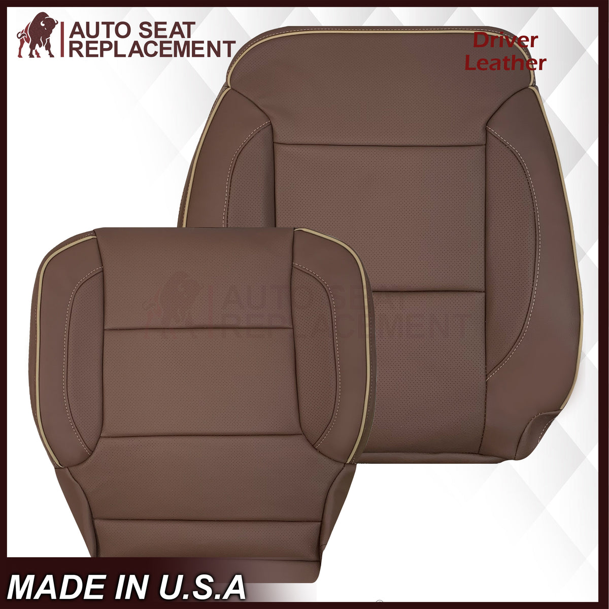 2014-2019 Chevy Silverado 1500 2500HD 3500HD High Country Replacement Perforated Genuine Leather OR Synthetic Leather Seat Covers: Brown