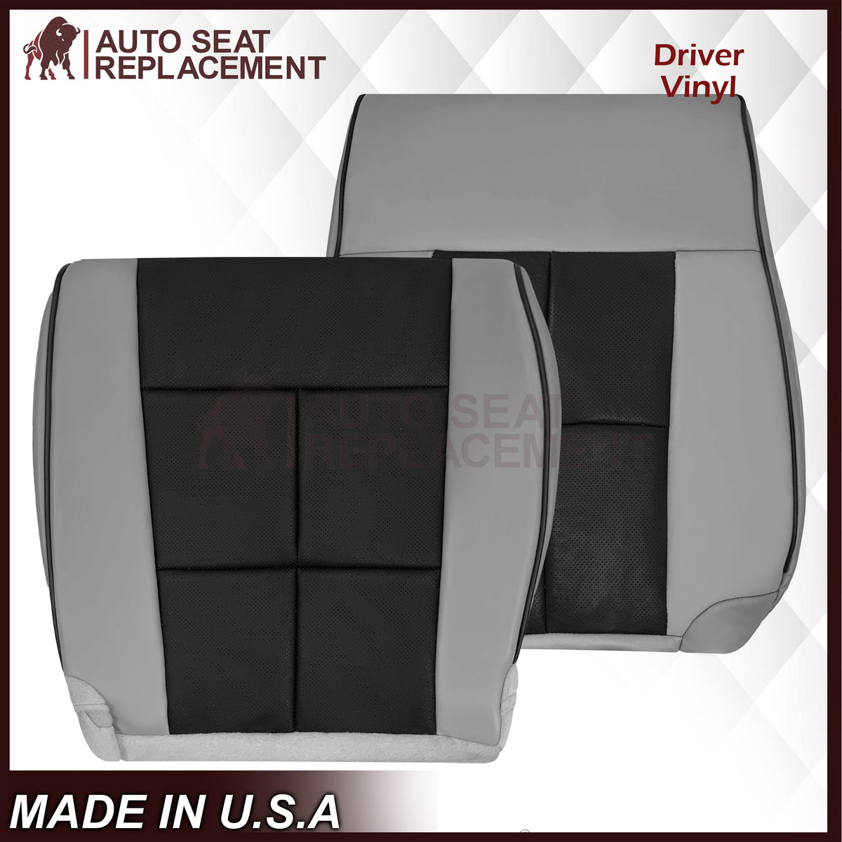 2007 - 2014 Lincoln Navigator Bottom Seat Cover in 2 Tone Gray & Black Leather or Vinyl