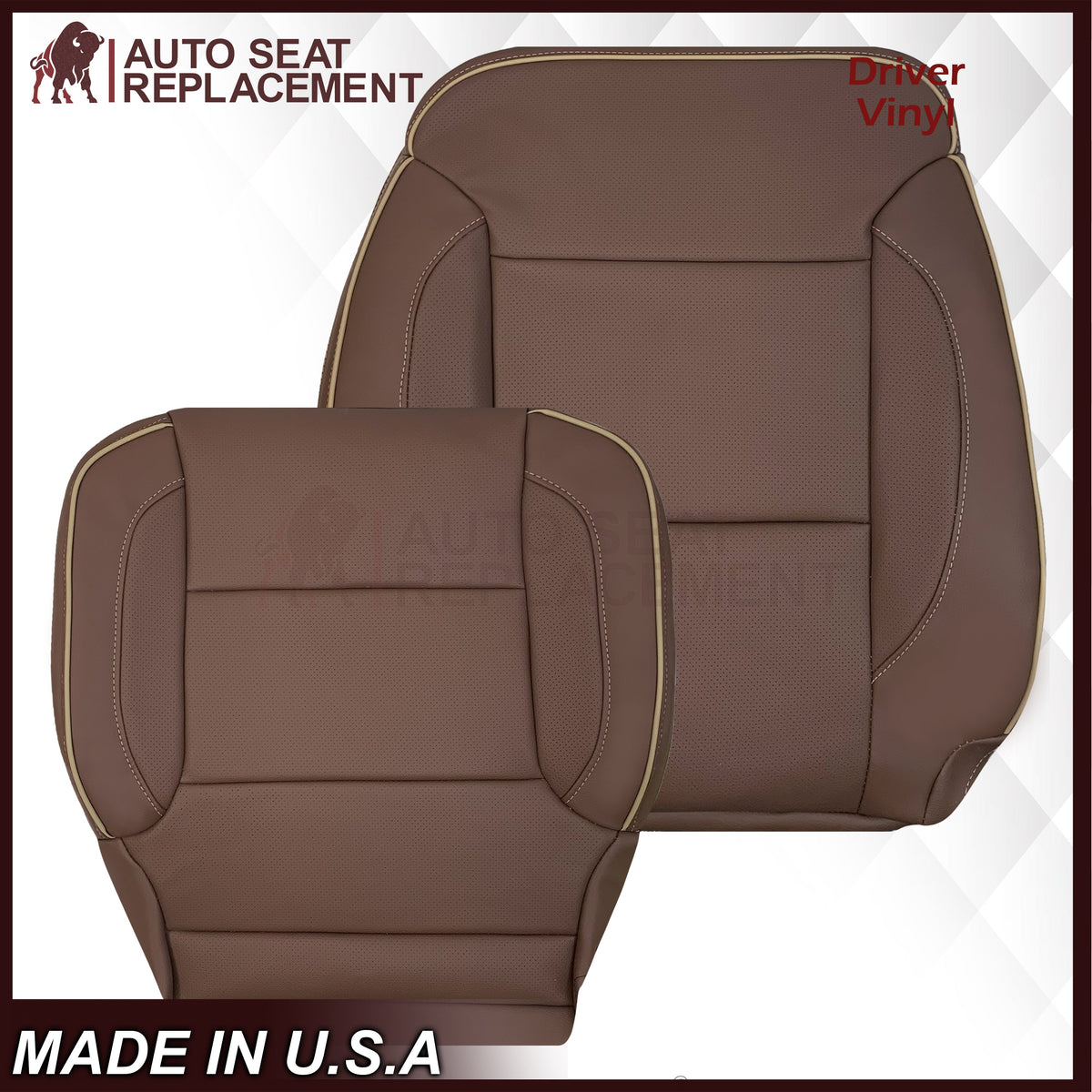 2014-2019 Chevy Silverado 1500 2500HD 3500HD High Country Replacement Perforated Genuine Leather OR Synthetic Leather Seat Covers: Brown