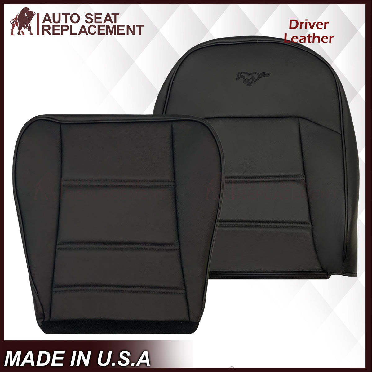 1999-2004 Ford Mustang V6 Replacement Seat Cover in Ebony Black: Choose From Variation
