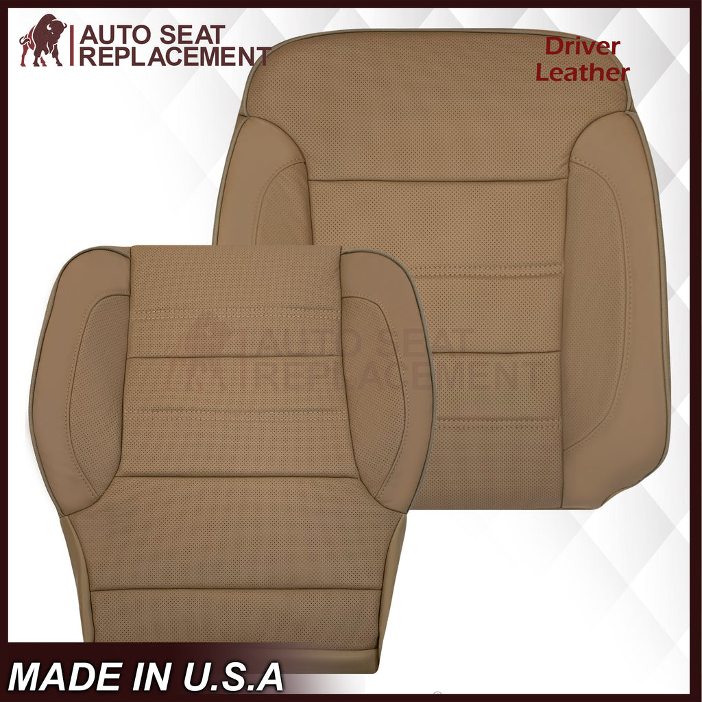 2014-2019 GMC Sierra Denali Perforated Genuine Leather Replacement Seat Cover In Dune Tan