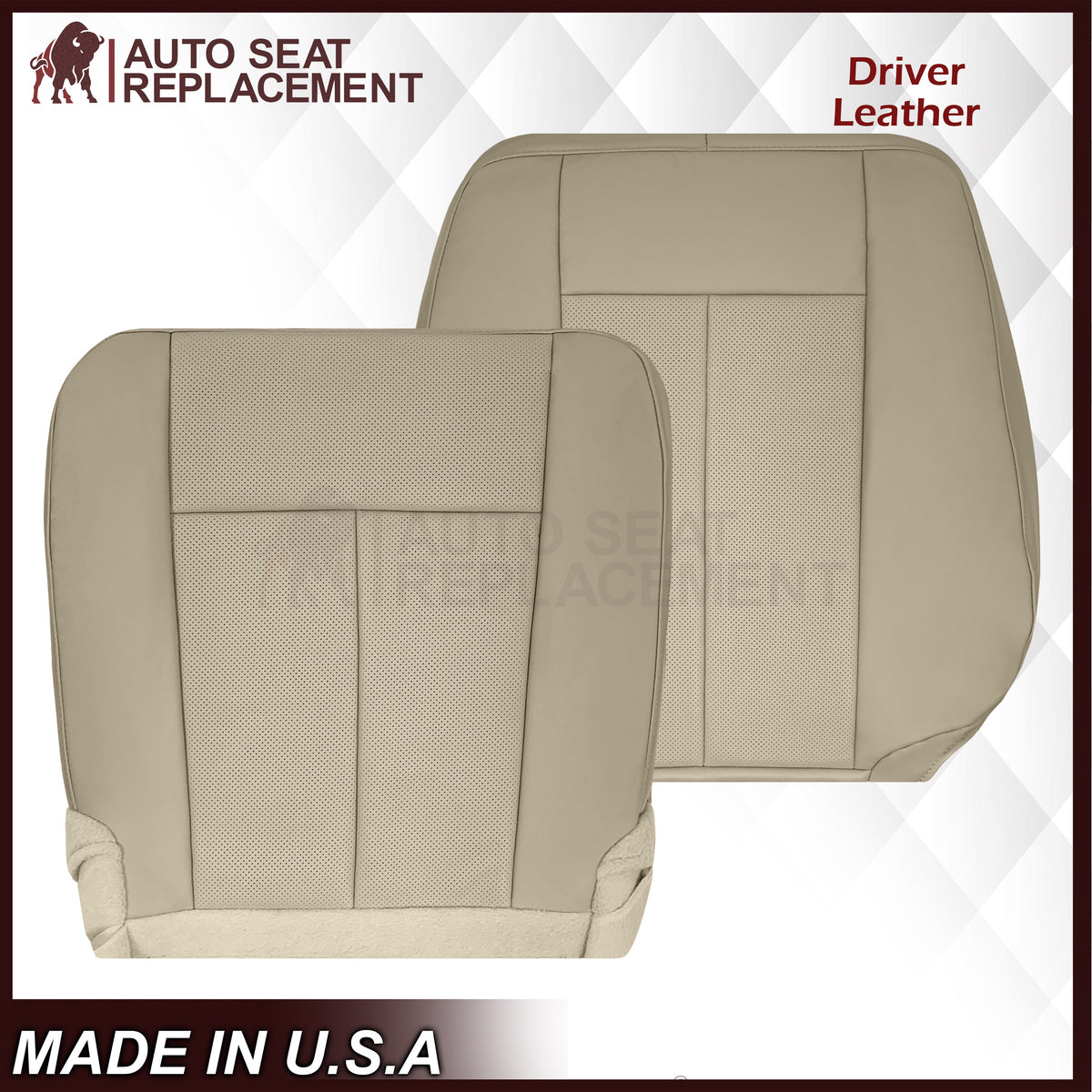 2007-2014 Ford Expedition Eddie Bauer/XLT Replacement Perforated Genuine Leather/Syn. Leather Seat Cover In Tan