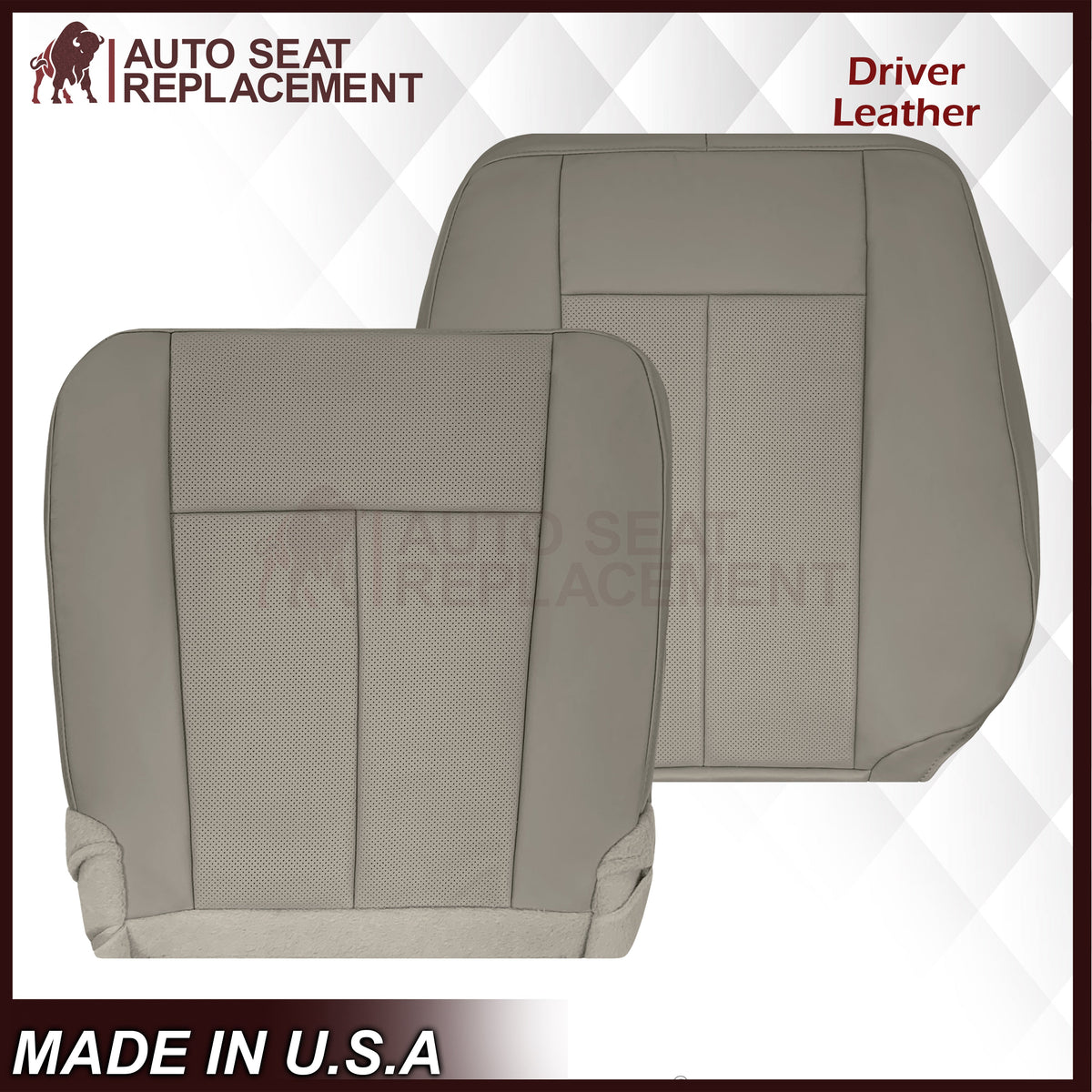 2007-2014 Ford Expedition Eddie Bauer/XLT PERFORATED Leather Replacement Seat Cover in Gray