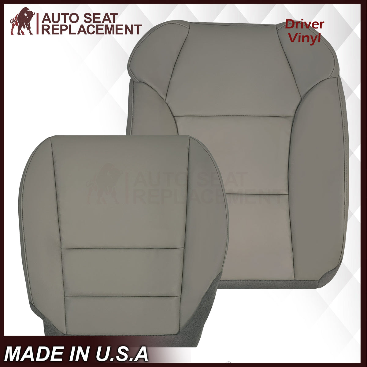 2007 - 2013 Acura MDX Driver Or Passenger Replacement Seat Covers: Non-Perforated Gray