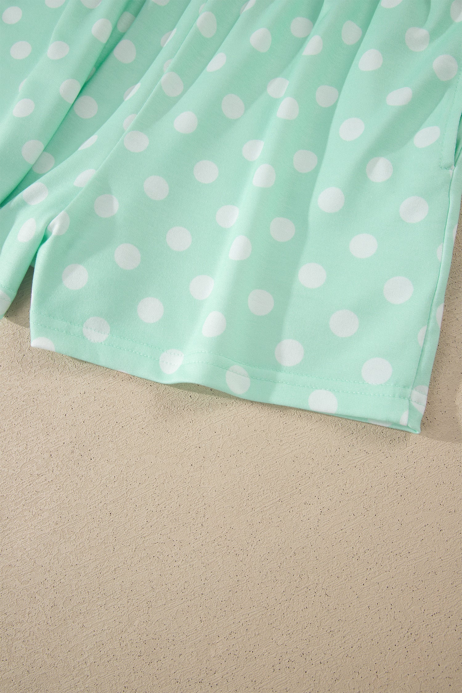 Polka Dot Colorblock Mock Neck & Shorts Set