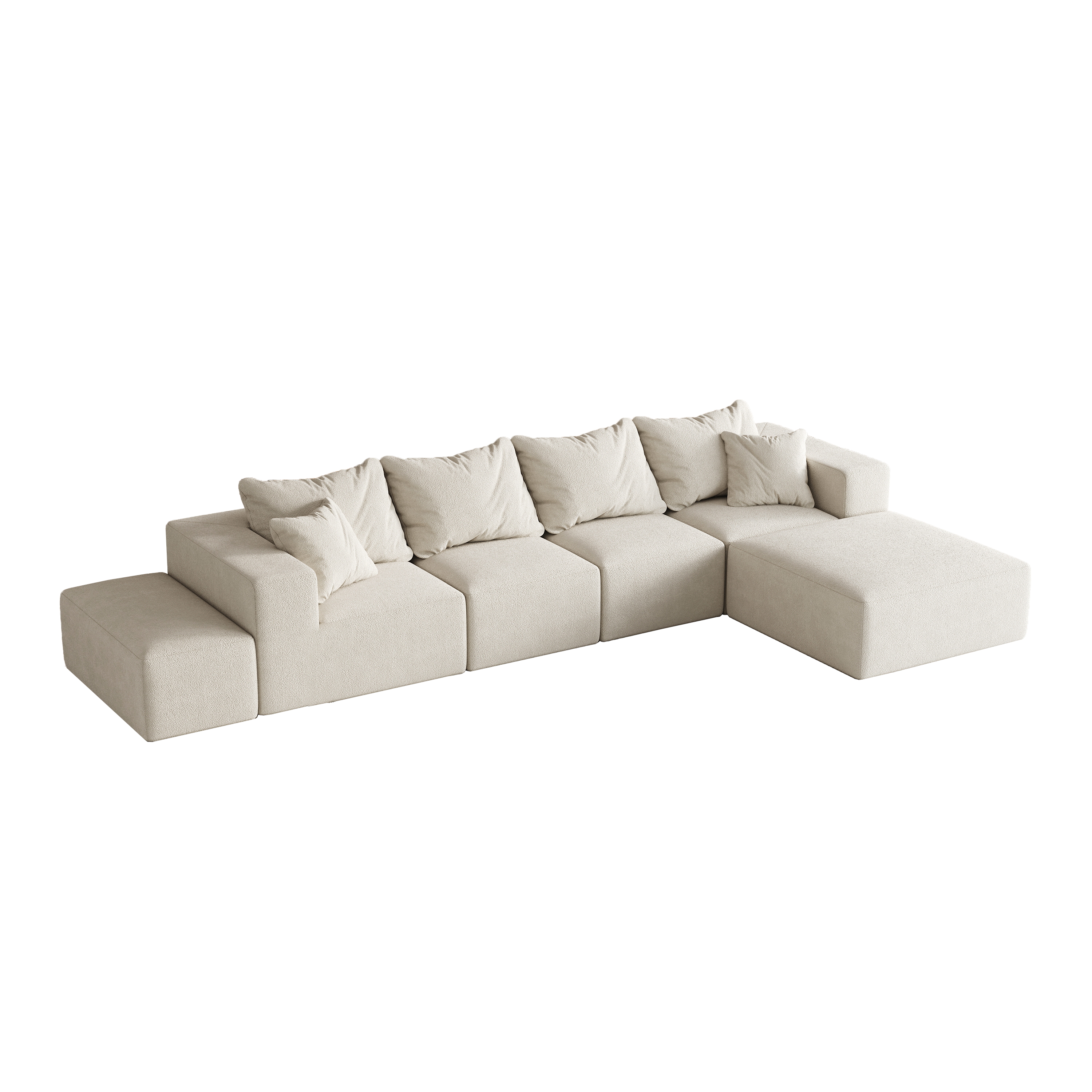 Modern Upholstered Sectional Boneless Couch Set,Modular 132' L Shaped Sectional Living Room Sofa Set With 6 Pillows,Free Combination Sofa Couch for Living Room,Bedroom