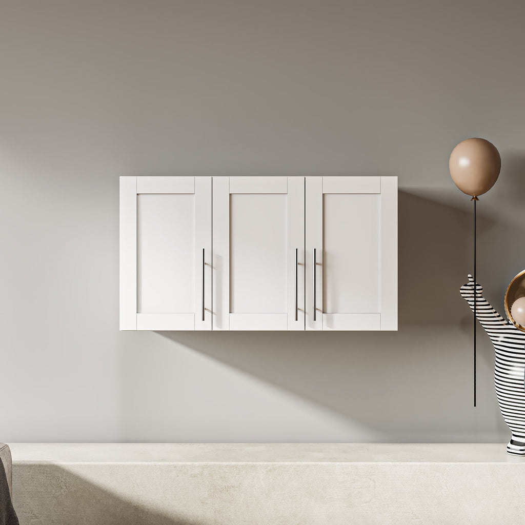Stackable Wall Mounted Storage Cabinet, 15.75 'D x 35.43' W x 19.69 'H, White