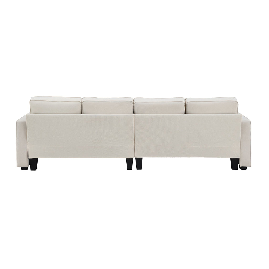 [VIDEO provided] [New] 104' 4-Seater Modern Linen Fabric Sofa with Armrest Pockets and 4 Pillows,Minimalist Style Couch for Living Room, Apartment, Office,3 Colors