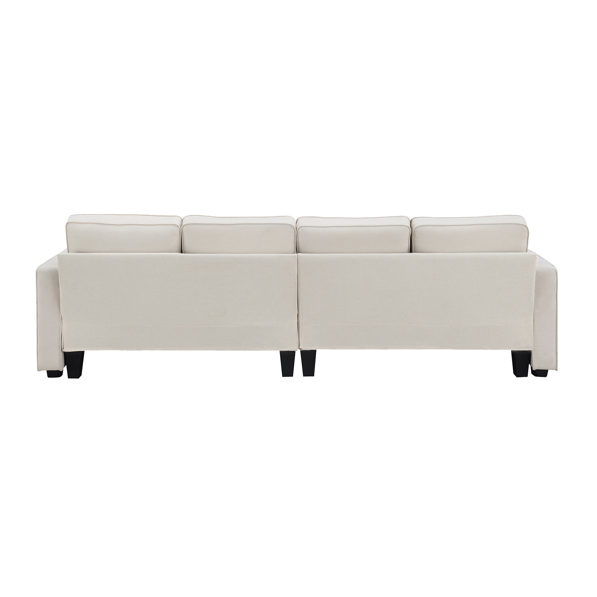 [VIDEO provided] [New] 104' 4-Seater Modern Linen Fabric Sofa with Armrest Pockets and 4 Pillows,Minimalist Style Couch for Living Room, Apartment, Office,3 Colors