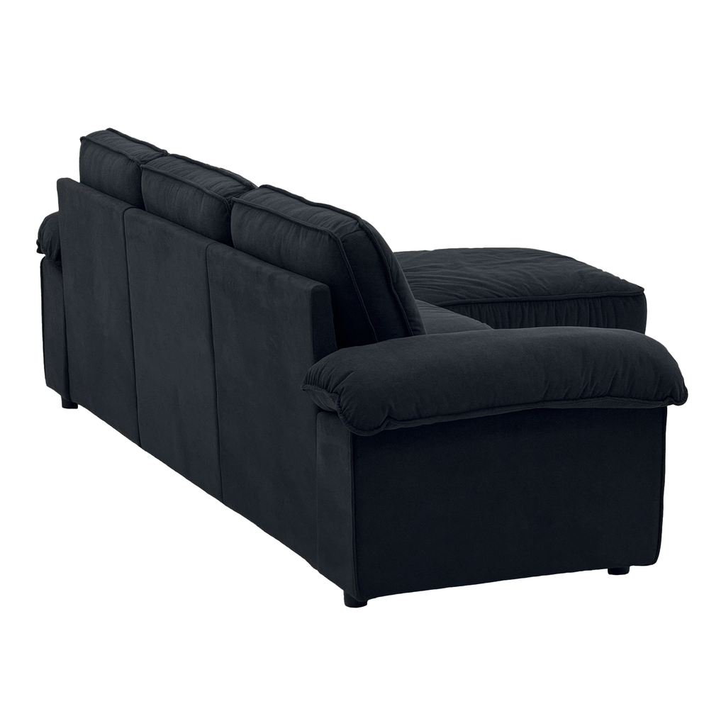 FX-P20M-3S0-BK (3S&Ottoman SOFA)105.5inch Upholstered L-Shaped Sectional Sofa with Storage , Modern Fabric Couch with Deep Cushions, Space-Saving Sofa for Apartment & Living Room