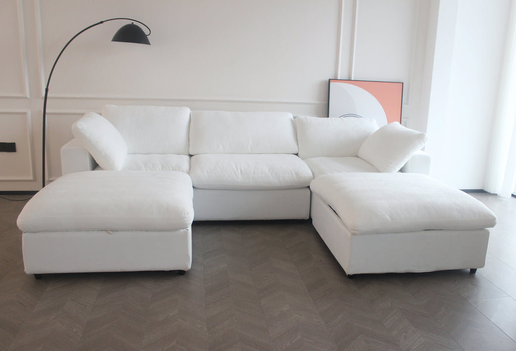 Large size modular cloud sofa 5 seats down sofa bed apartment living room sofa 3seaters + 2ottoman