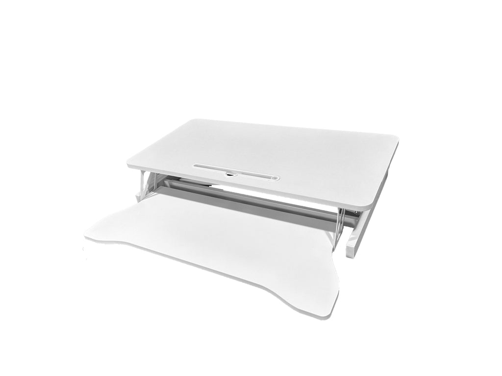 32 Inch Desk Converter, Height Adjustable Sit to Stand Riser, Dual Monitor and Laptop Workstation with Wide Keyboard Tray, Standing Computer Desk, WHITE ( BACK TO SCHOOL )
