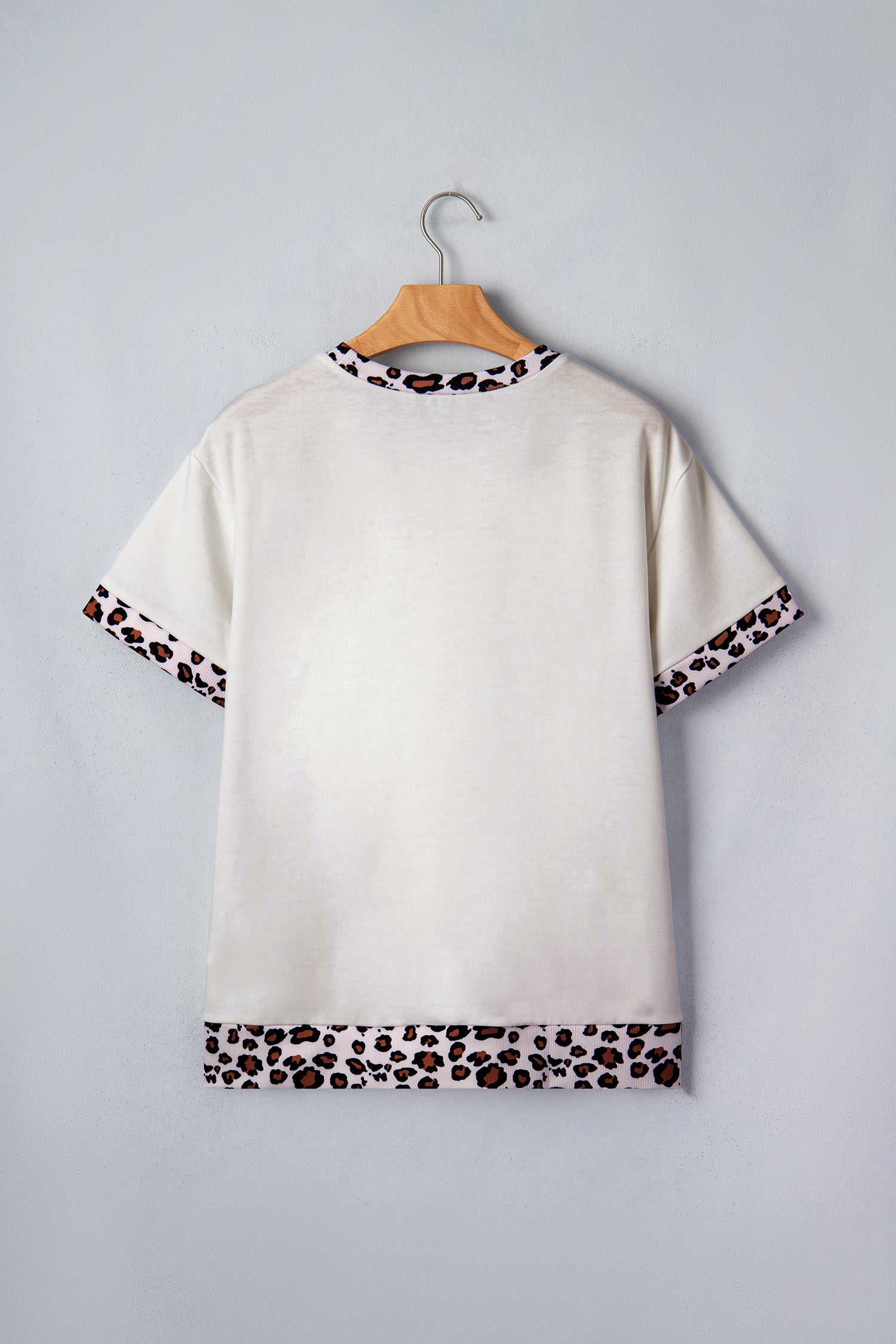 Leopard Ribbed Patchwork Uneven Hem T-Shirt