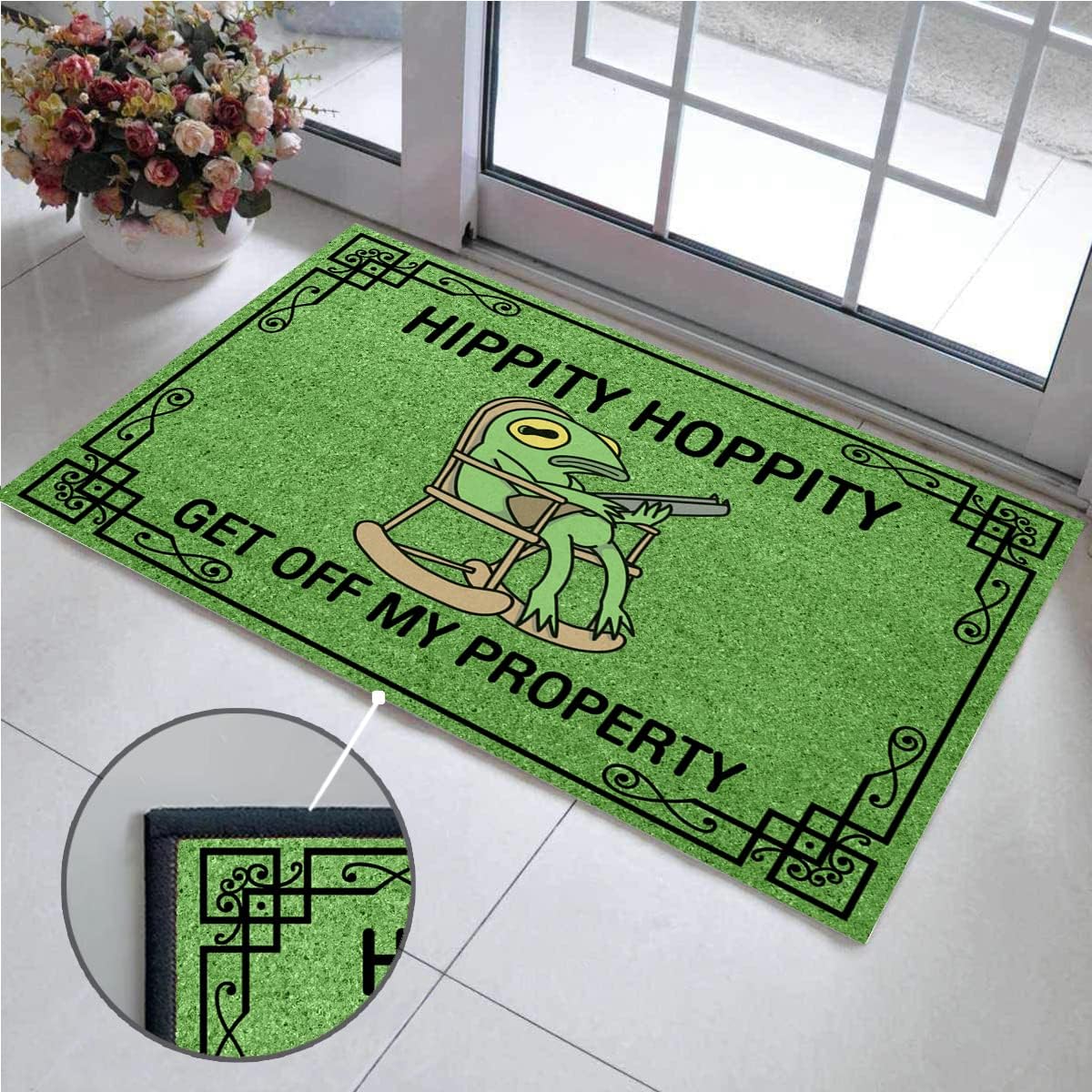 Hippity Hoppity Get Off My Property Funny Frog Low Profile Doormat