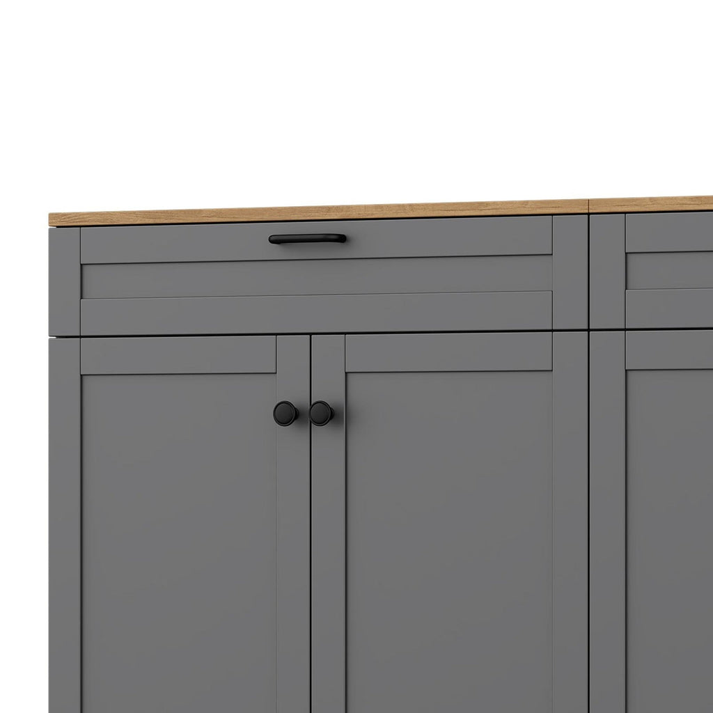 ON-TREND Farmhouse TV Stand with 2 Drawers for TVs Up to 70', Versatile Wood Grain Sideboard with Adjustable Shelves, Mid-Century Buffet Cabinet with Rustic Handles for Living Room/Bedroom, Grey