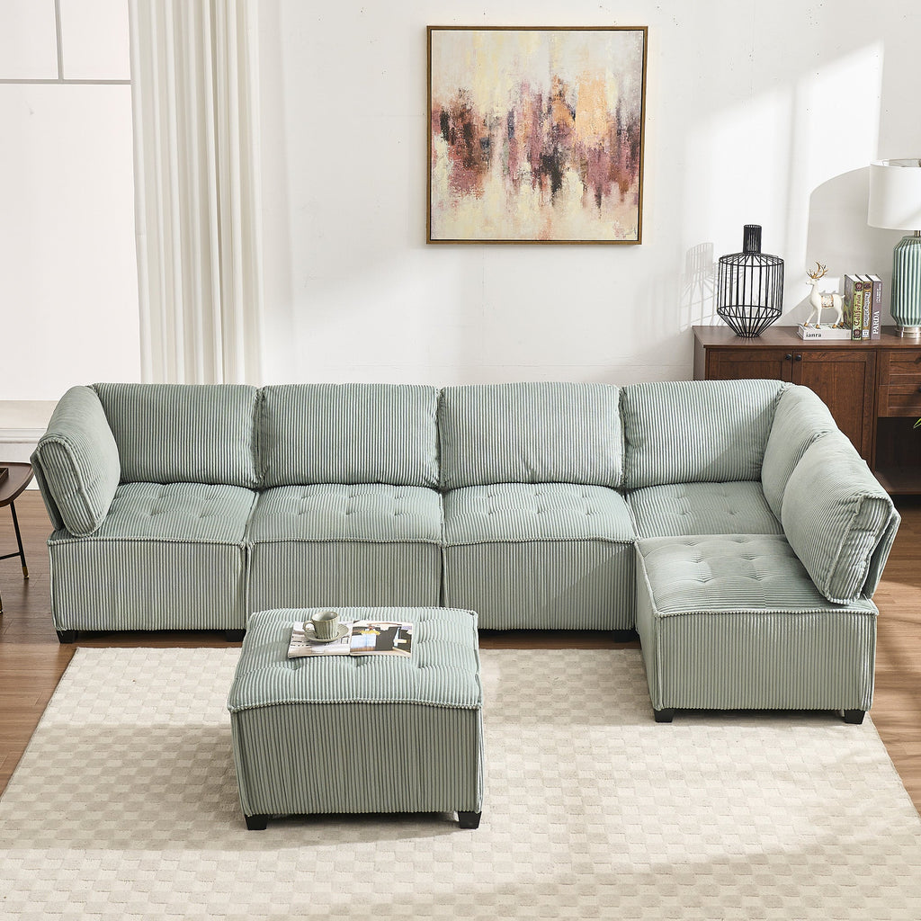 UNITED WE WIN Modular Sectional Sofa U Shaped Modular Couch with Reversible Chaise Modular Sofa Sectional Couch,6- Seat Convertible Sofa,Fit for Living Room