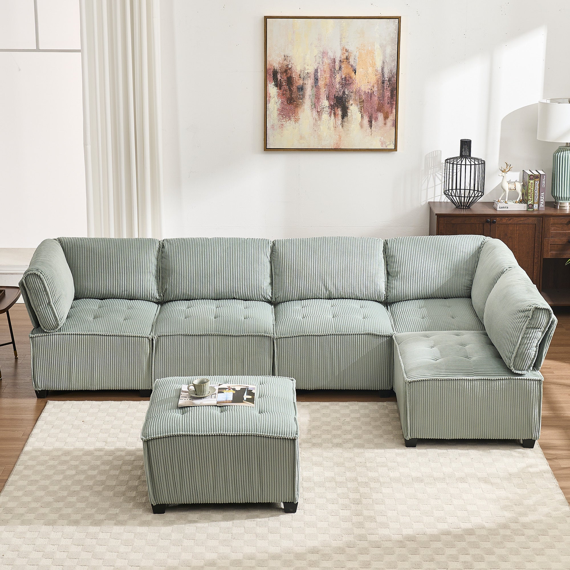 UNITED WE WIN Modular Sectional Sofa U Shaped Modular Couch with Reversible Chaise Modular Sofa Sectional Couch,6- Seat Convertible Sofa,Fit for Living Room