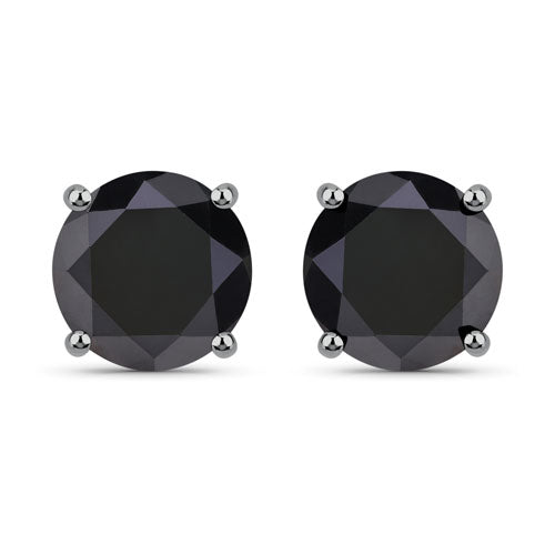5.41 Carat Genuine Black Diamond 14K White Gold Earrings