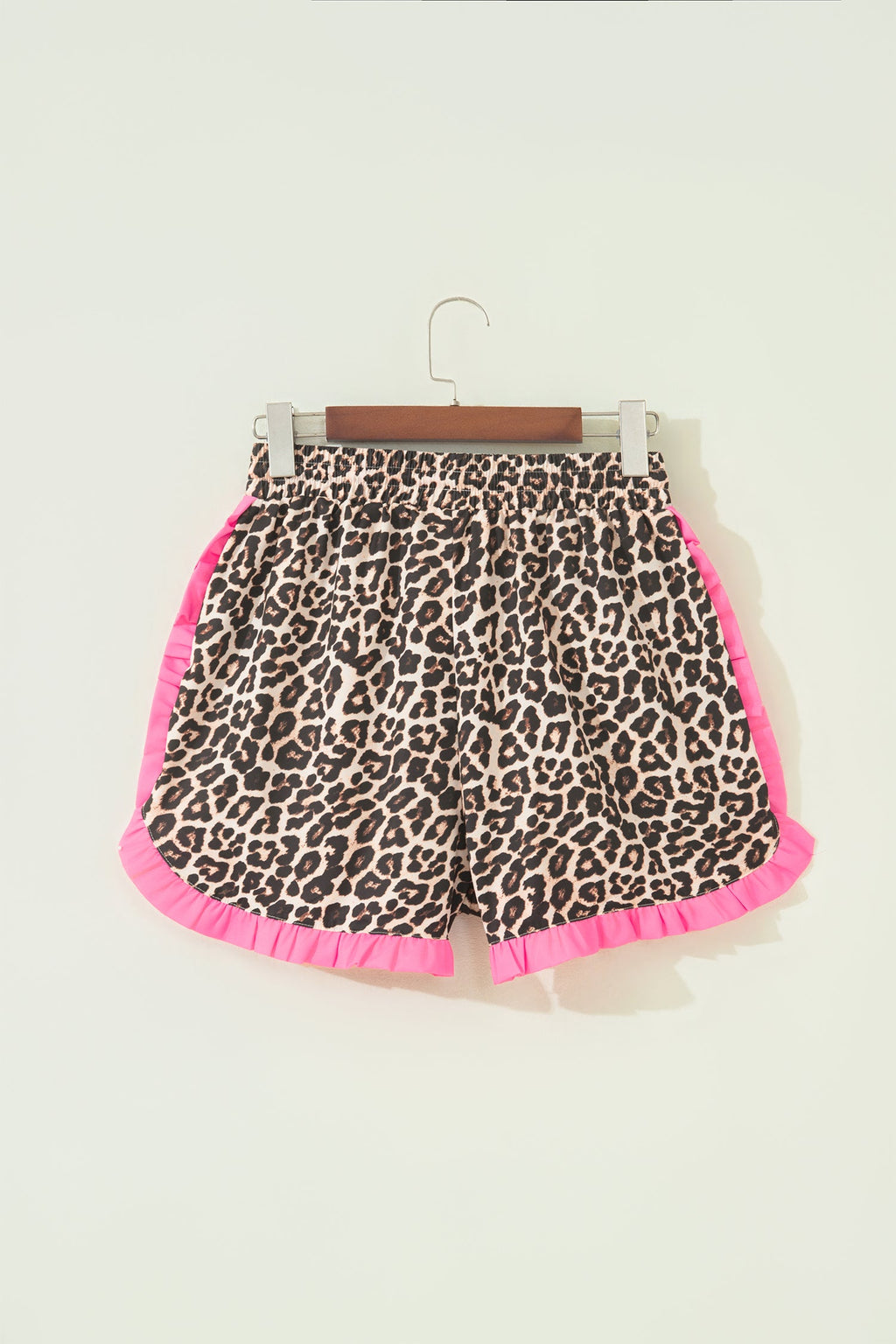 Polka Dot & Leopard Contrast Ruffle Trim Shorts
