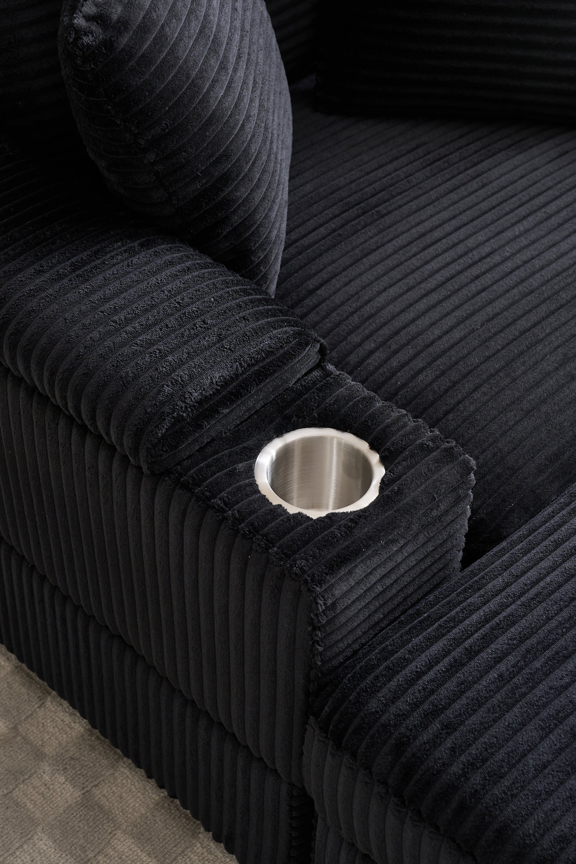 [VIDEO/New]Corduroy Upholstered Chaise Lounge Sofa with Handrail storage,Movable ottoman,Cupholders,Detachable Cushions Deep Seat for Living Room Office,5 colour,Wide stripe corduroy