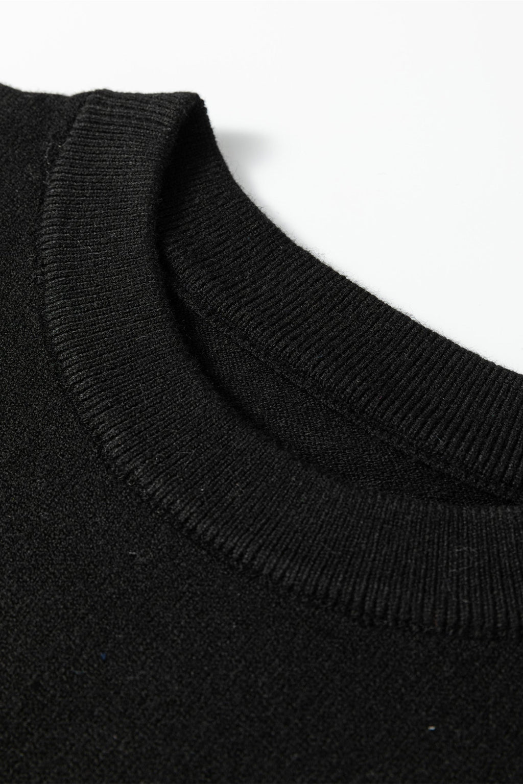 Racing Red Solid Color Crew Neck Knit Cap Sleeve Sweater
