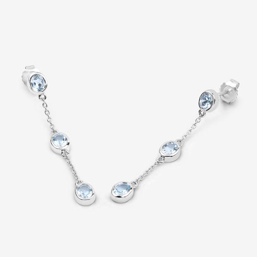 2.16 Carat Genuine Blue Topaz .925 Sterling Silver Earrings