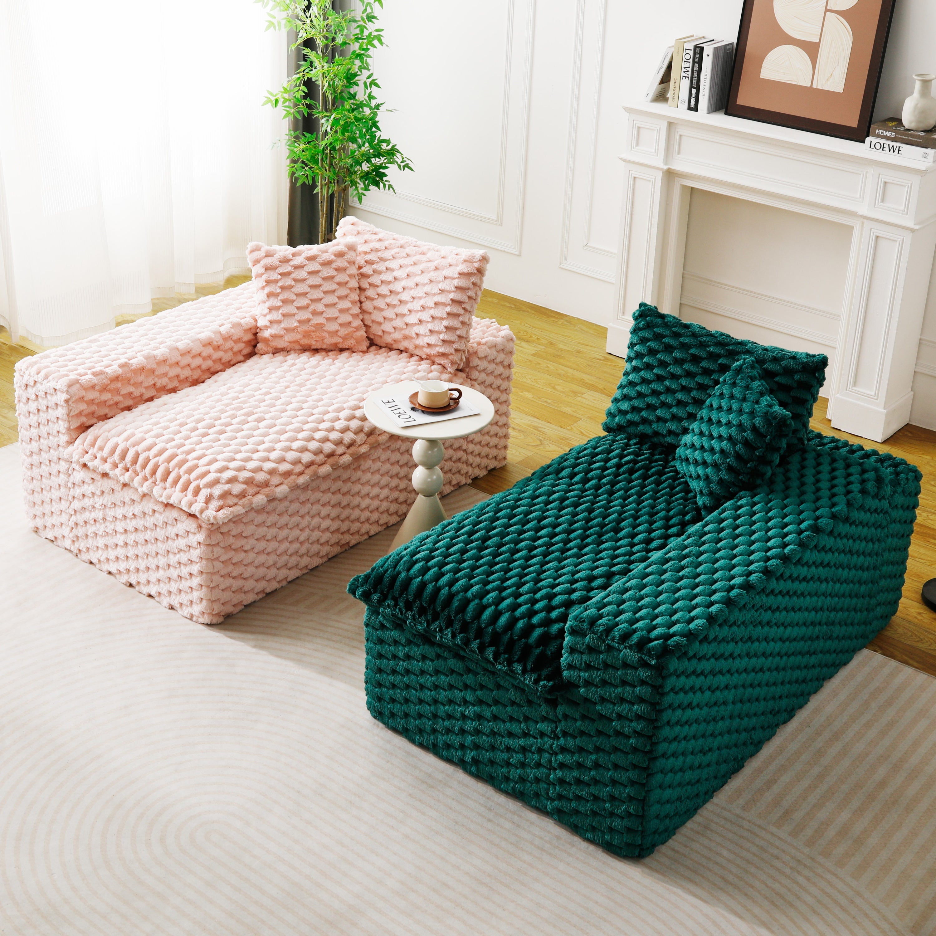 Luxury Color-Block Turtle Velvet Multifunctional Sofa - Arrangeable in Single Row, Side-by-Side or Facing Each Other, Stylish Living Room Furniture for Cozy Home Decor